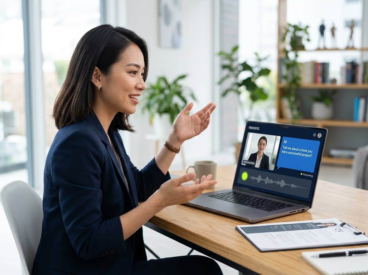 Người chuẩn bị cho buổi phỏng vấn cùng máy tính và ghi chú